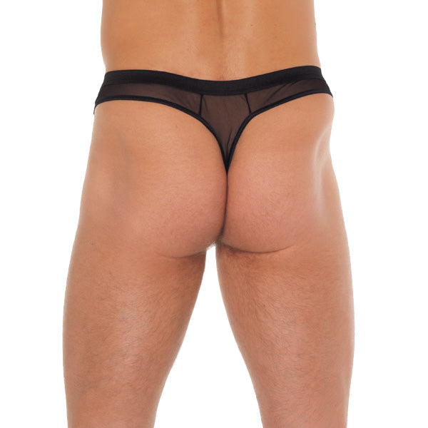 Mens Black G-String With Penis Sleeve | Sexy Male Underwear | Rimba | Bodyjoys