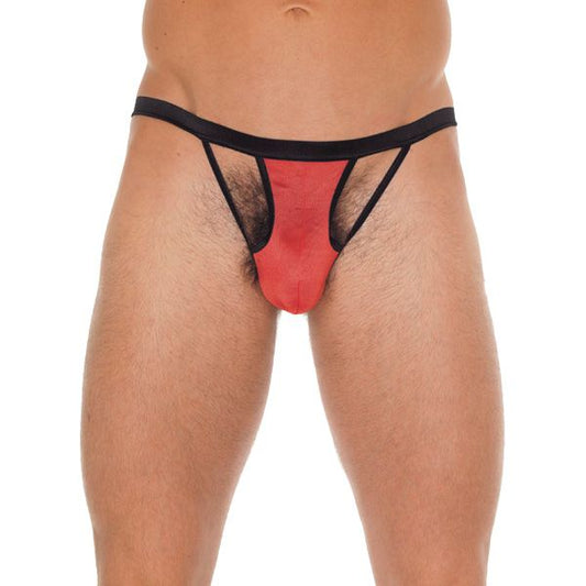Mens Black G-String With Red Pouch | Sexy Male Underwear | Rimba | Bodyjoys
