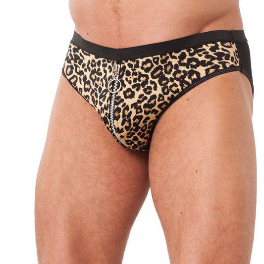 Mens Animal Print Briefs With Zipper | Sexy Male Underwear | Rimba | Bodyjoys