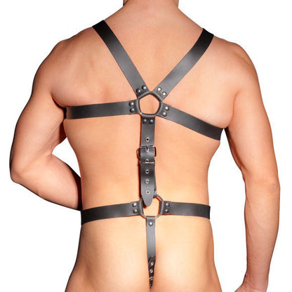 Mens Leather Adjustable Harness With Cock Ring | Male Fetish Wear | Zado | Bodyjoys
