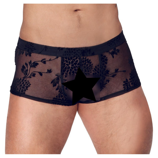 Noir Flora Flock Shorts Sheer Black | Sexy Male Underwear | Noir Handmade | Bodyjoys