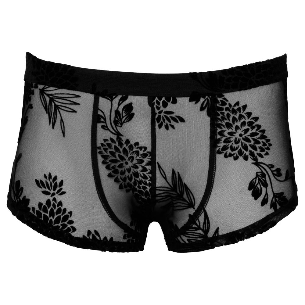 Noir Flora Flock Shorts Sheer Black | Sexy Male Underwear | Noir Handmade | Bodyjoys