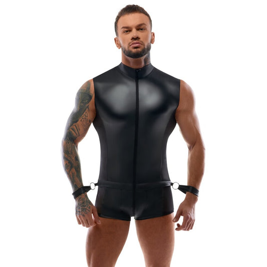 Svenjoyment Male Body Jumpsuit With Restraints Black | Male Fetish Wear | Svenjoyment | Bodyjoys