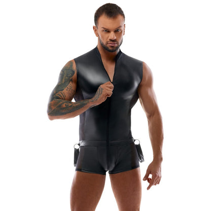 Svenjoyment Male Body Jumpsuit With Restraints Black | Male Fetish Wear | Svenjoyment | Bodyjoys