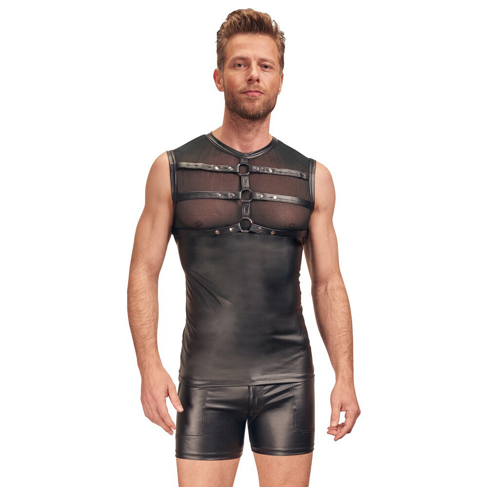 NEK Matte Look Shirt With Chest Harness Black | Male Fetish Wear | NEK | Bodyjoys