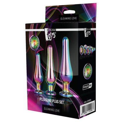 Gleaming Butt Plug Set Multicoloured 3 Pieces | Jewelled Butt Plug | Dream Toys | Bodyjoys