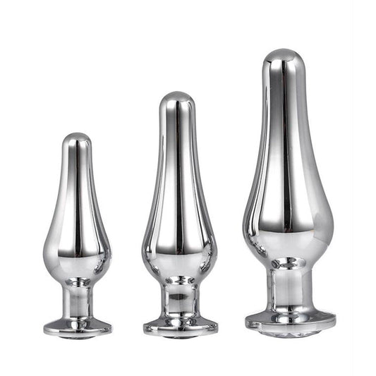 Gleaming Butt Plug Set Silver 3 Pieces | Jewelled Butt Plug | Dream Toys | Bodyjoys