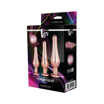 Gleaming Butt Plug Set Rose Gold 3 Pieces | Jewelled Butt Plug | Dream Toys | Bodyjoys