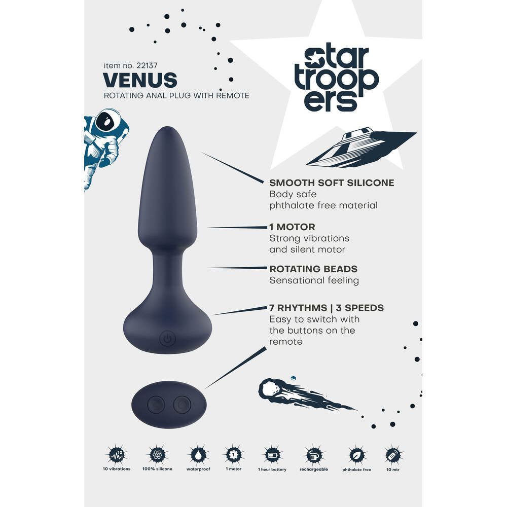 Startroopers Venus Rotating Anal Plug With Remote | Vibrating Butt Plug | Dream Toys | Bodyjoys