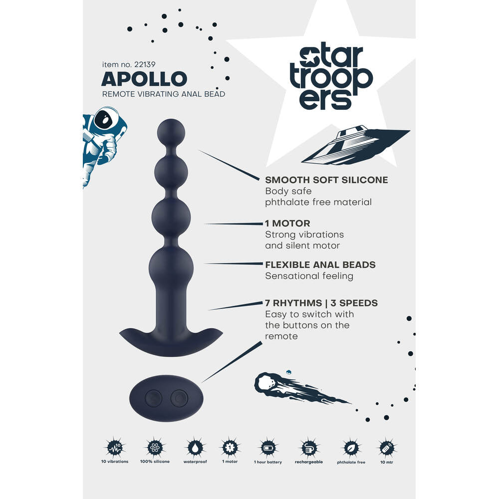 Startroopers Apollo Vibrating Anal Beads With Remote | Anal Beads | Dream Toys | Bodyjoys