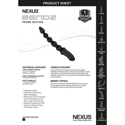 Nexus Bendz Vibrating Anal Probe | Anal Vibrator | Nexus | Bodyjoys