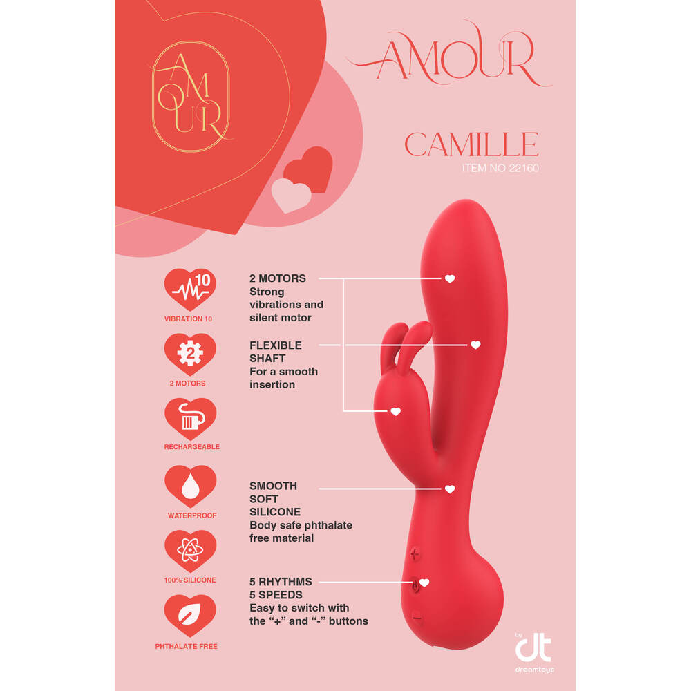 Amour Rabbit Duo Vibrator Camille Red | Rabbit Vibrator | Dream Toys | Bodyjoys