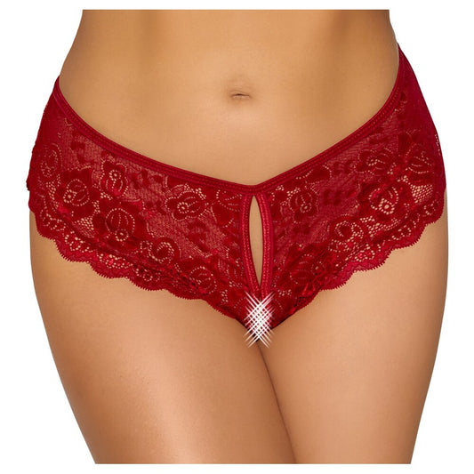 Cottelli Crotchless Panties Red | Knickers | Cottelli Lingerie | Bodyjoys