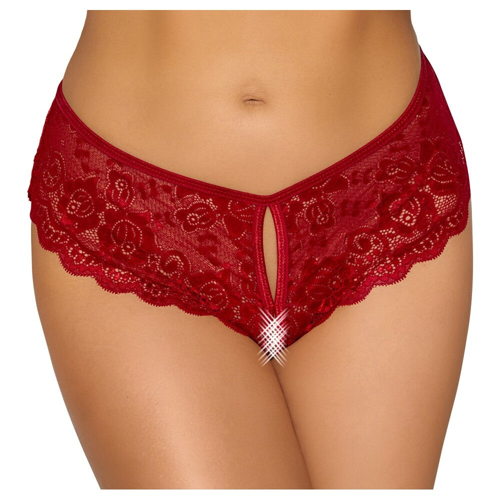 Cottelli Crotchless Panties Red | Knickers | Cottelli Lingerie | Bodyjoys