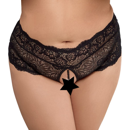 Cottelli Curves Panties With Pearl Chain Black | Knickers | Cottelli Lingerie | Bodyjoys