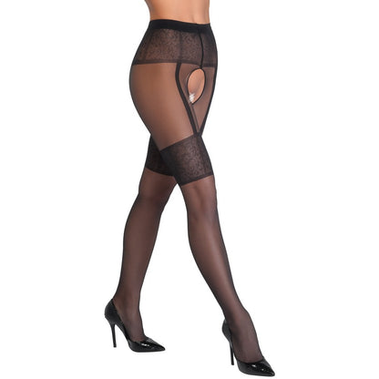 Cottelli Crotchless Tights Black | Sexy Tights | Cottelli Lingerie | Bodyjoys