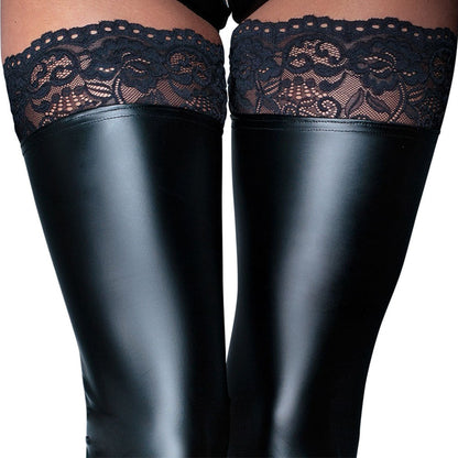 Noir Black Footless Lace Top Stockings | Fetish Underwear | Noir Handmade | Bodyjoys