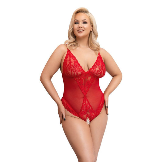 Cottelli Curves Crotchless Body Red | Bodystockings | Cottelli Lingerie | Bodyjoys