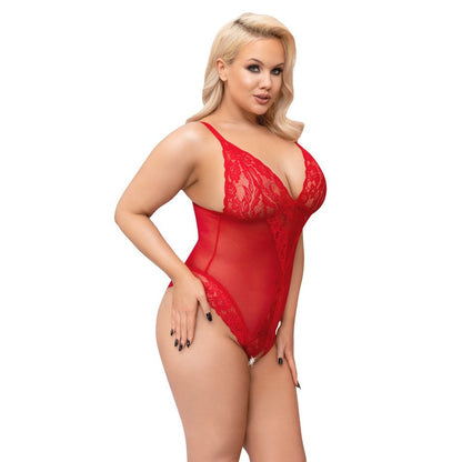 Cottelli Curves Crotchless Body Red | Bodystockings | Cottelli Lingerie | Bodyjoys