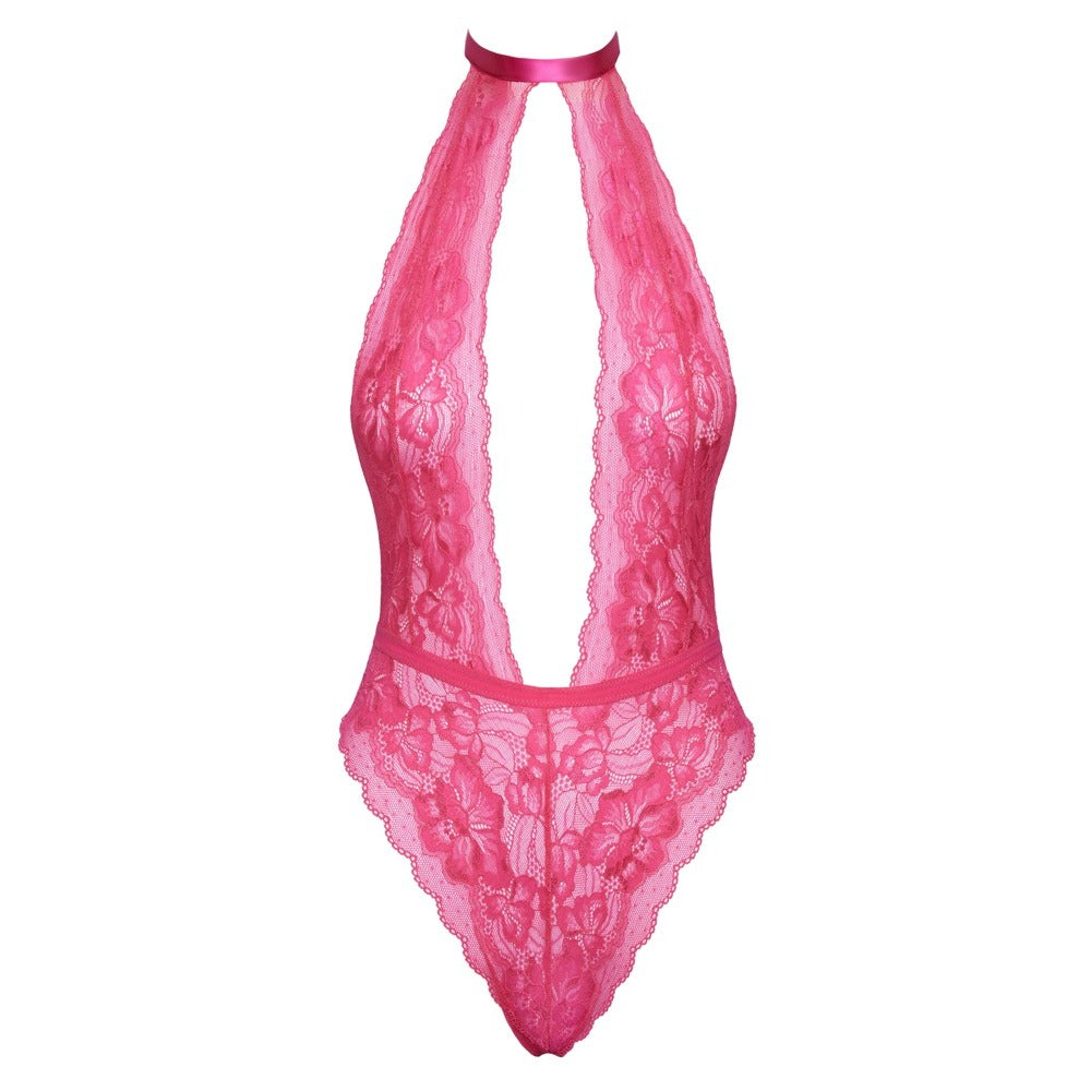 Kissable Halterneck Lace Body Pink | Bodies & Teddies | Kissable Lingerie | Bodyjoys
