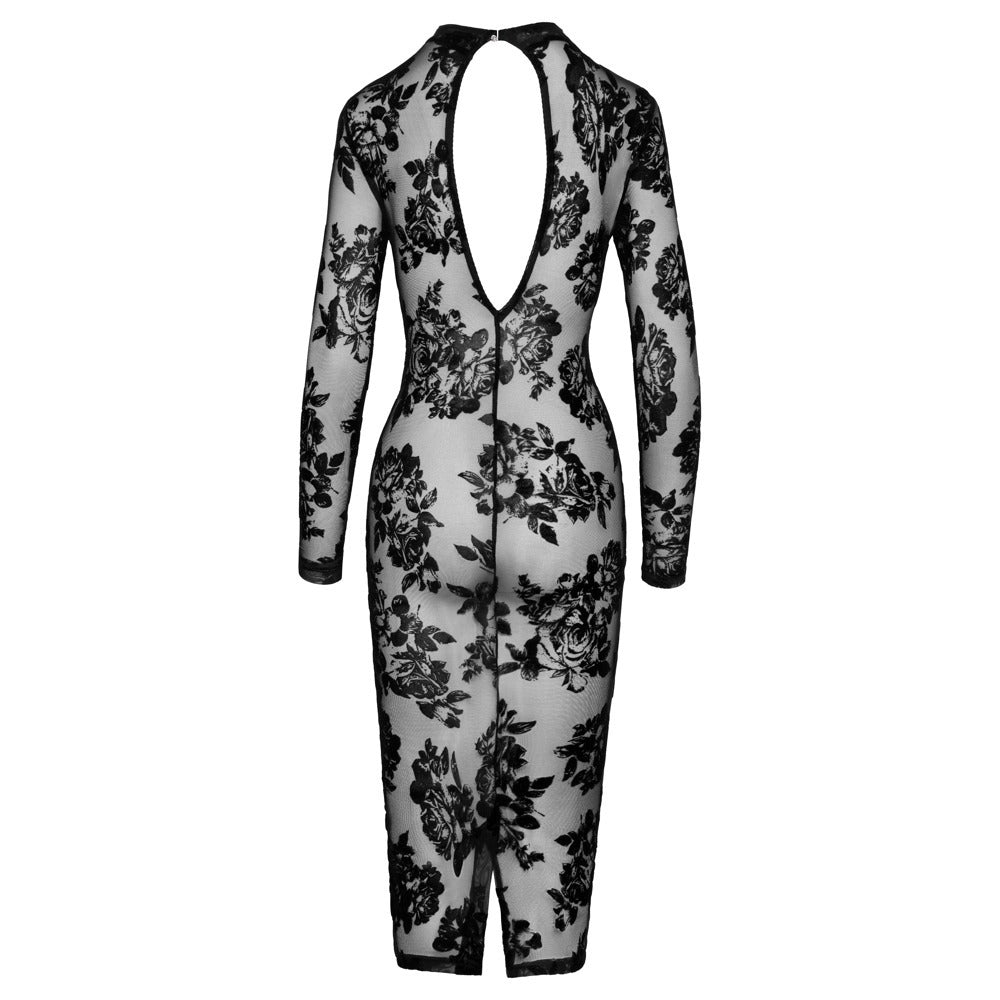 Noir Tight Fitting Floral Transparent Dress | Sexy Dress | Noir Handmade | Bodyjoys