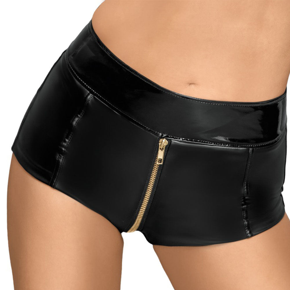 Noir Black Zip Up Hot Pants | Knickers | Noir Handmade | Bodyjoys