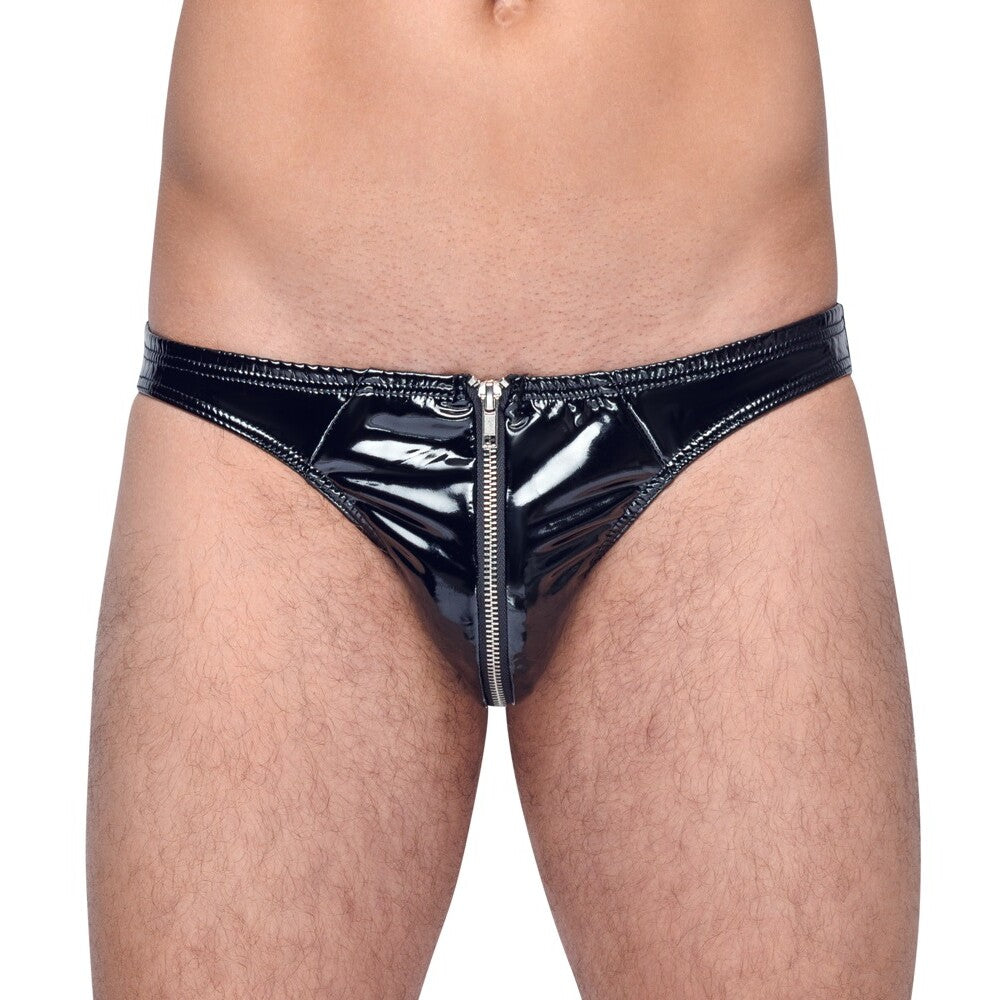 Black Level Vinyl Briefs With Zip Black | Male Fetish Wear | Black Level | Bodyjoys