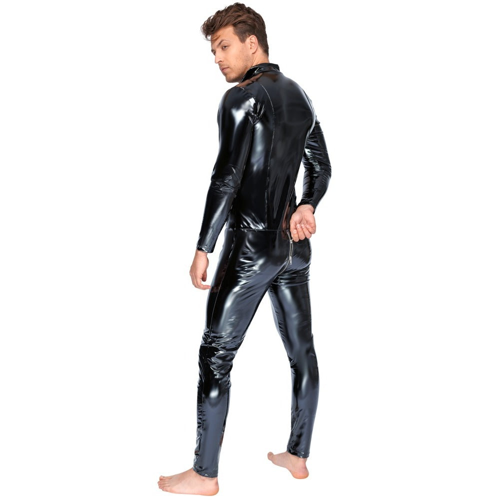 Black Level Vinyl Jumpsuit With Zip Black | Male Fetish Wear | Black Level | Bodyjoys