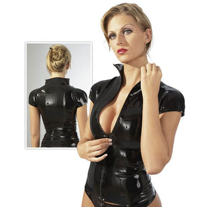 Late X Latex Zip Shirt Black | Latex Outfit | Late X | Bodyjoys