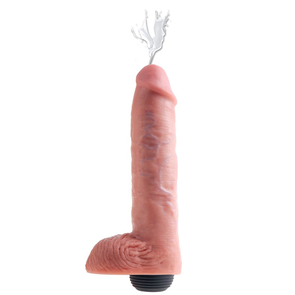 King Cock 11 Inch Squirting Cock With Balls Flesh | Ejaculating Dildo | Pipedream | Bodyjoys