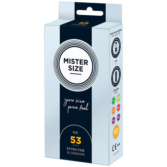 Mister Size 53mm Your Size Pure Feel Condoms 10 Pack | Regular Condom | Mister Size | Bodyjoys