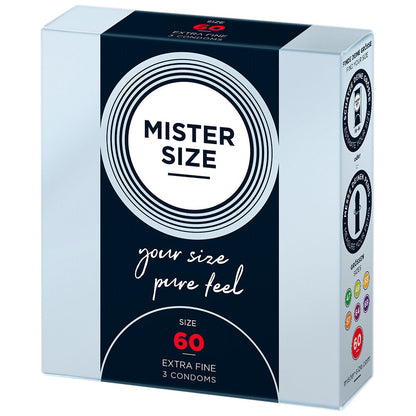 Mister Size 60mm Your Size Pure Feel Condoms 3 Pack | Extra Large Condom | Mister Size | Bodyjoys