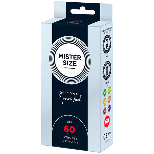 Mister Size 60mm Your Size Pure Feel Condoms 10 Pack | Extra Large Condom | Mister Size | Bodyjoys
