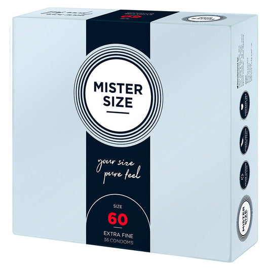 Mister Size 60mm Your Size Pure Feel Condoms 36 Pack | Extra Large Condom | Mister Size | Bodyjoys