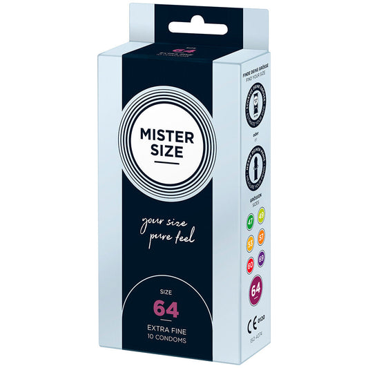 Mister Size 64mm Your Size Pure Feel Condoms 10 Pack | Extra Large Condom | Mister Size | Bodyjoys