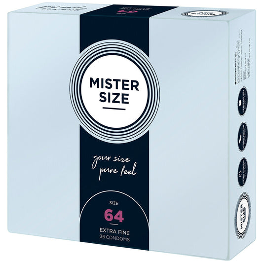 Mister Size 64mm Your Size Pure Feel Condoms 36 Pack | Extra Large Condom | Mister Size | Bodyjoys