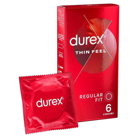Durex Thin Feel Condoms Regular Fit 6 Pack | Extra Thin Condom | Durex | Bodyjoys