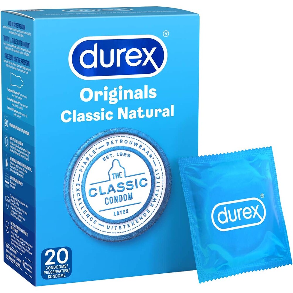 Durex Originals Classic Natural Condoms 20 Pack | Regular Condom | Durex | Bodyjoys