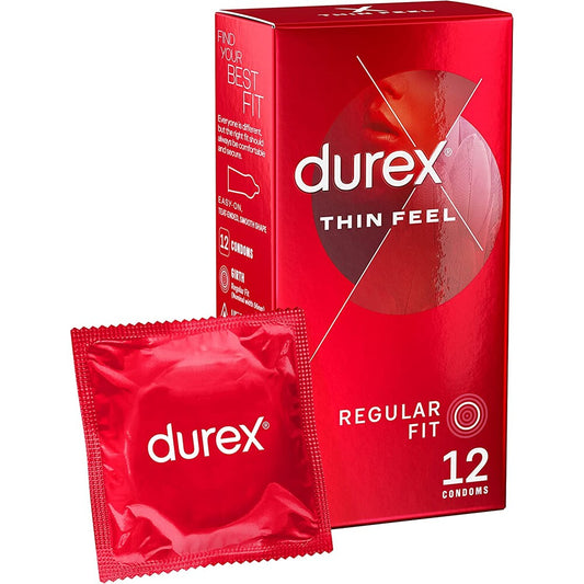 Durex Thin Feel Condoms Regular Fit 12 Pack | Extra Thin Condom | Durex | Bodyjoys