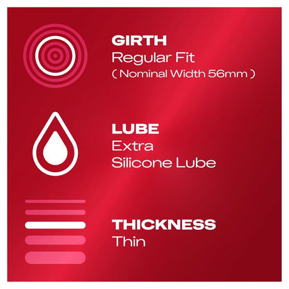 Durex Thin Feel Condoms Regular Fit 12 Pack | Extra Thin Condom | Durex | Bodyjoys