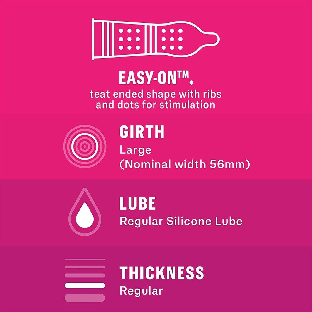 Durex Pleasure Me Condoms Ribbed And Dotted 12 Pack | Ribbed Condom | Durex | Bodyjoys