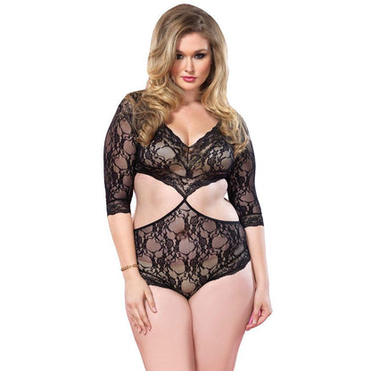 Leg Avenue Cut Out Floral Lace Teddy Plus Size 14 To 18 | Bodies & Teddies | Leg Avenue Lingerie | Bodyjoys