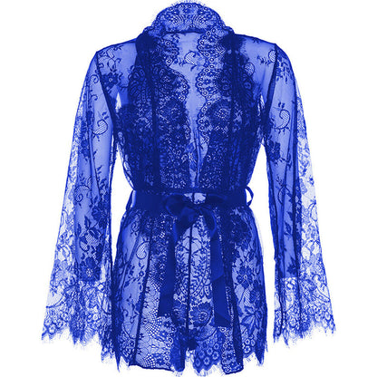 Leg Avenue Floral Lace Teddy And Robe Blue | Bodies & Teddies | Leg Avenue Lingerie | Bodyjoys