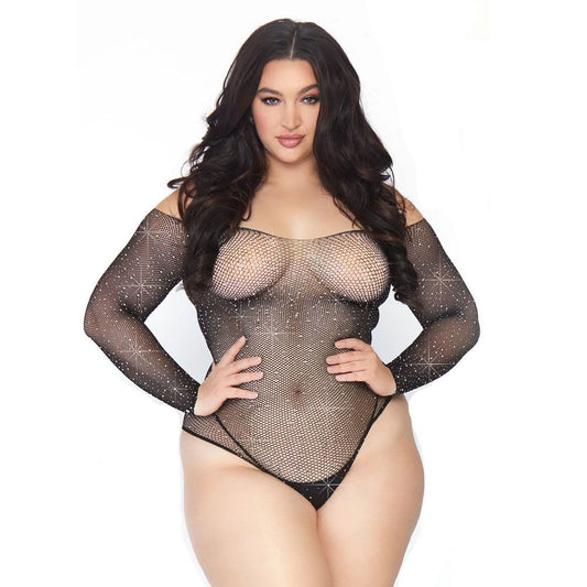 Leg Avenue Crystalized Long Sleeve Body Plus Size 14 To 18 | Bodies & Teddies | Leg Avenue Lingerie | Bodyjoys