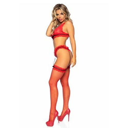 Leg Avenue Bra Panty And Stockings Set Red Size 6 To 12 | Bras & Bra Sets | Leg Avenue Lingerie | Bodyjoys