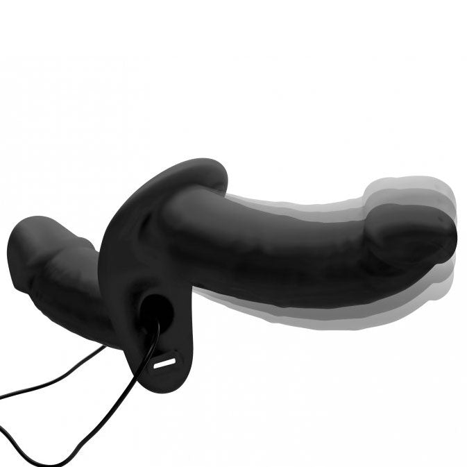 Power Pegger Silicone Vibrating Double Dildo With Harness | Double Strap-On | XR Brands | Bodyjoys