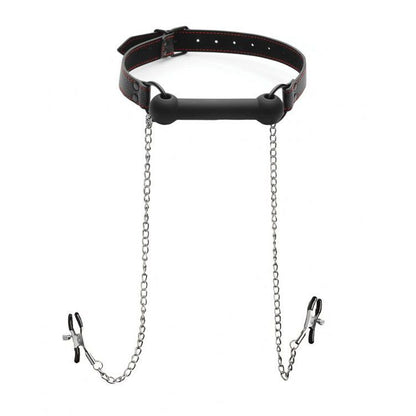 Silicone Bit Gag With Nipple Clamps | Bondage Gag | XR Brands | Bodyjoys