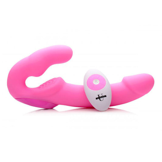 Evoke Super Rechargeable Vibrating Strapless Strap-On Pink | Strapless Strap-On | XR Brands | Bodyjoys