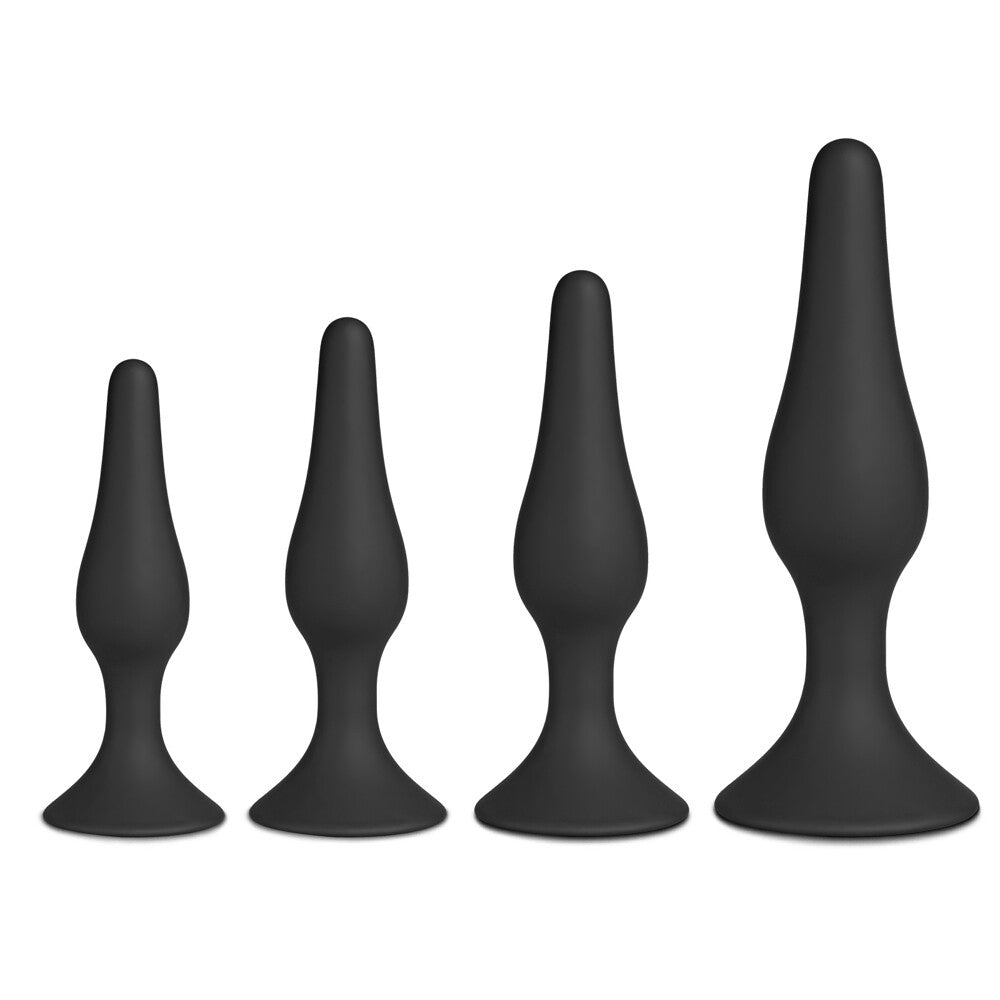 Slim Silicone Butt Plug Set 4 Pieces Black | Butt Plug Set | Various brands | Bodyjoys