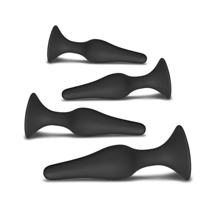 Slim Silicone Butt Plug Set 4 Pieces Black | Butt Plug Set | Various brands | Bodyjoys